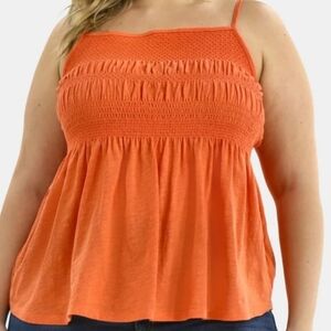 Terra & Sky 2X 20W-22W Smocked Coral Tank Top New